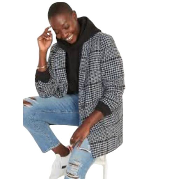 Old Navy Women’s Oversized Houndstooth Wool-Blend Coat - Size Large - Picture 2 of 6